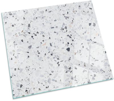 Tulup Kachel Vloerplaat - Steenpatroon met deeltjes Plaat Voor Onder Houtkachel - 50 cm x 50 cm - Wit Vloerplaat Openhaard - Vierkant Kachel Vloerplaat - Vloerplaat Voor Houtkachel - Onderplaat Kachel - Vloerplaat Voor Kachel