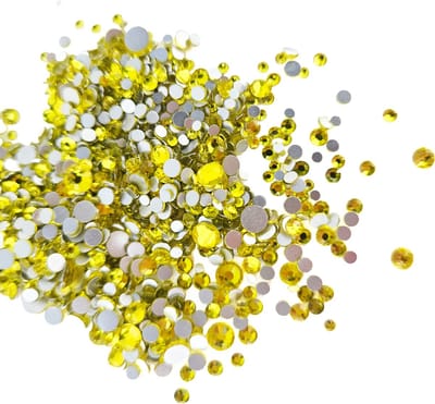 BamBella® - Mix Grootte SS6 tot SS16 - Fel geel - Plak strass Steentjes - 1440 stuks - strass stenen glitters nail art kleding versieren