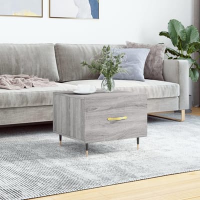 Salontafel Hout - Koffietafel Bijzettafel - Woonkamer Inrichting - Met Opbergruimte - 50x50x40cm - Grijs Sonoma
