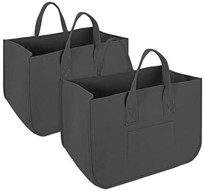 2 Pack Vilt Opbergmanden voor Organisatie - Vouwbare Mand met Stevige Handvatten voor Kleding, Speelgoed, en Meer - Zwart
