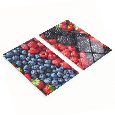 Geharde multifunctionele decoratieve glazen borden met bosvruchtenmotief, 2x30x52 cm
