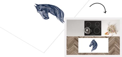 Keukenloper - Loper keuken - Paard - Waterverf - Blauw - 120x60 cm - Keukenloper vinyl
