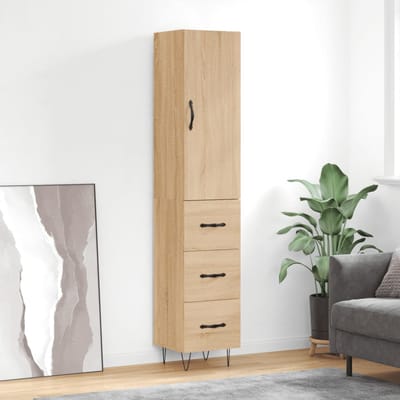 vidaXL - Hoge - kast - 34,5x34x180 - cm - bewerkt - hout - sonoma - eikenkleurig