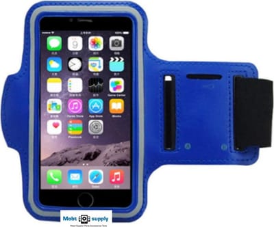 Mobtsupply Blauw Sportarmband(5.5 tot 6.0 Inch) inclusief Sleutelhouder + Kaarthouder
