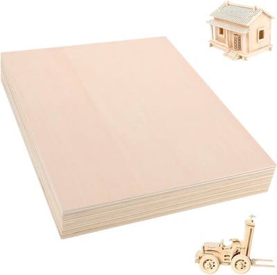 Set van 24 Plywood Platen 3 mm, 300 x 300 mm, Ideaal voor Laserprojecten, DIY Modellen en Creatieve Knutselprojecten