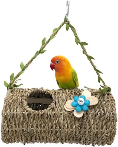Vogelhuis tent met hangmat, papegaai tunnel schuilplaats, kooi voor huisdieren accessoires - geschikt voor papegaaien en hamsters (bloem kleur willekeurig)