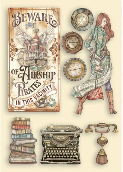 Stamperia Wooden Shapes A5 Lady Vagabond Lifestyle Typing Writer (KLSP112)