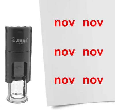 CombiCraft Stempel maand november 10mm rond rode inkt - per 1 stuk