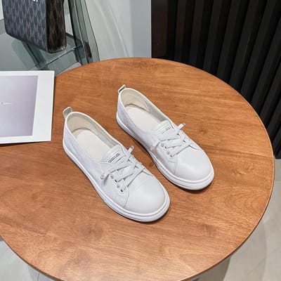 Lederen Witte Schoenen Damesschoenen Nieuwe Sneakers Lente Lente Parel Alles-match Sport en Vrije tijd Enkele Schoenen Trend 38