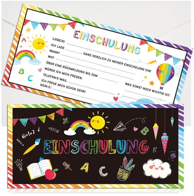 Dailygoods- Uitnodigingskaarten 24 stuks - Uitnodiging Kinderfeestje - Enveloppen - Eerste Schooldag - Voor Jongens/Meisjes - Onvergetelijke Momenten - Feestuitnodigingen
