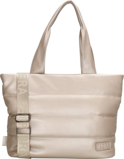 Zebra Trends Evie Shopper - Dames Handtas - Schoudertas - Crossbody Tas - Puffer Look - Verstelbare en Afneembare Band - Meerdere Vakken - Trendy en Compact - Tote Bag - Dames Tas - Champagne