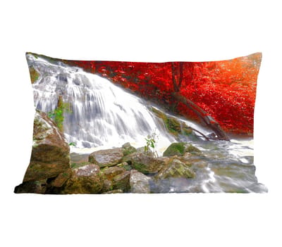 Sierkussens - Kussentjes Woonkamer - 50x30 cm - Waterval - Rotsen - Water - Herfst