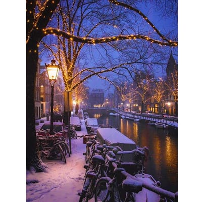 Diamantborduurwerk Uitverkoop Winter Diamantmozaïek Sneeuwlandschap Diamantschilderij Kruissteek 20X30CM blue