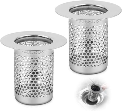 2 x Doucheafvoerfilter 5 cm - Roestvrijstalen Haarfilter voor Bad, Keuken en Balkon Afvoer, Effectieve Afvoerbescherming tegen Verstoppingen