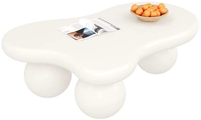 JOYNEXTBUY - Salontafel Wolkvorm met LED Verlichting – Moderne Koffietafel – Organisch Design – Bijzettafel - Woonkamer - Wit