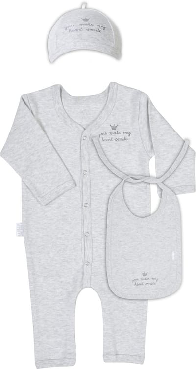 BAMBAM â€“ Suitset â€“ You make my heart Smile â€“ Grijs â€“ 50/56