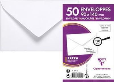 Clairefontaine visitekaartjes enveloppen, 90 x 140 mm, wit