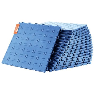 VEVOR Garagevloerbeslag, 305 x 305 x 13,4 mm, 25-delige set industriële vloeren, antislip dubbelzijdige getextureerde garagevloeren, voor garages, kelders, reparatiewerkplaatsen, blauw