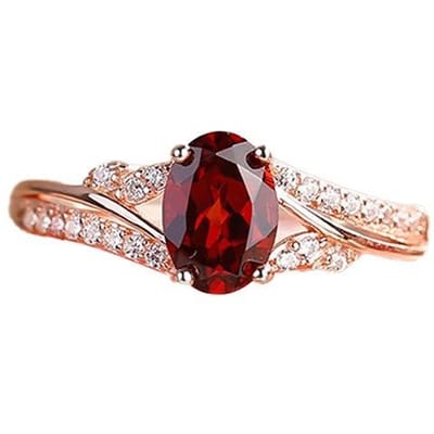 Luxe Ovalen Rode Zirconia Open Ringen voor Vrouwen Klassieke Stijl Bruiloft Verlovings Sieraden rood