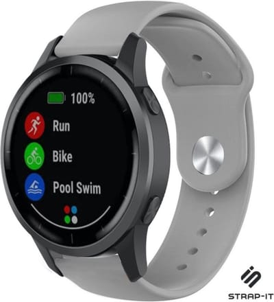 Strap-it Sport siliconen bandje - geschikt voor Garmin Vivoactive 4 45mm / Garmin Venu 2 - grijs