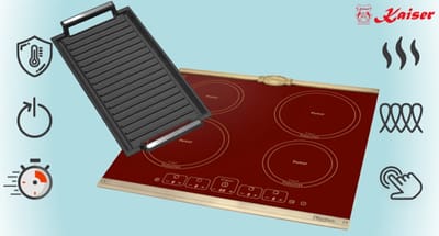 Kaiser KCT 6195 iRotEm incl. grillplaat, inductiekookplaat 60cm, zelfvoorzienend, kookplaat 4xQickHeat kookzones