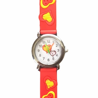 Horloge- hartjes -rood -siliconen bandje - Charme Bijoux