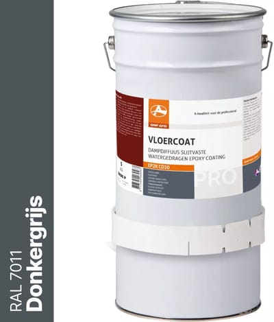 OAF PRO 2K Epoxy Vloercoating CD20 Donkergrijs (RAL 7011) 5 kg - Vloerverf - Slijtvast, naadloos en vloeistofdicht - Eenvoudig Schoon te maken