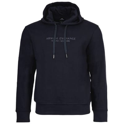 Printed Hooded Cotton Sweatshirt with Long Sleeves - Blue