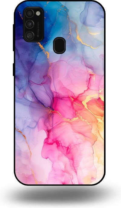 Smartphonica Telefoonhoesje geschikt voor Samsung Galaxy M21 met marmer opdruk - TPU backcover case marble design - Regenboog geschikt voor Samsung Galaxy M21