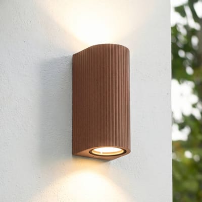 Lindby - Wandlamp buiten - 2lichts - Aluminium, glas - H: 16 cm - GU10 - roestkleurig