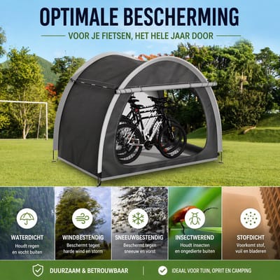 Fietstent Waterdicht 210x150x165 cm – Opvouwbare Fiets Opbergtent voor 2 Fietsen – UV-bestendig Oxford Doek – Draagbare Outdoor Opslag Tent
