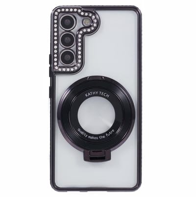 Bumper Back Cover Hoesje - Glinsterende - Schattige met Diamanten steentjes voor Dames en Meisjes - Geschikt voor: Samsung S25 - Zwart