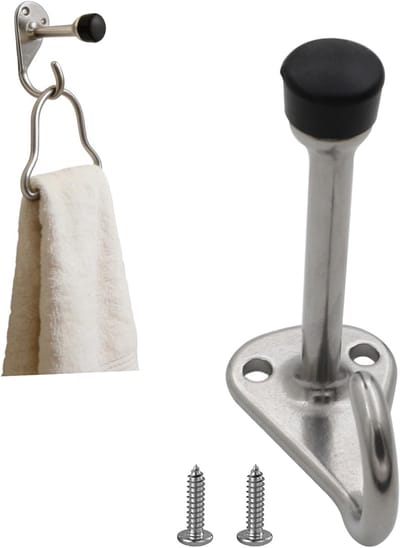 Deurstopper met Haak - Deurblokker Muur - Deuren Open Houden - RVS Met Rubber