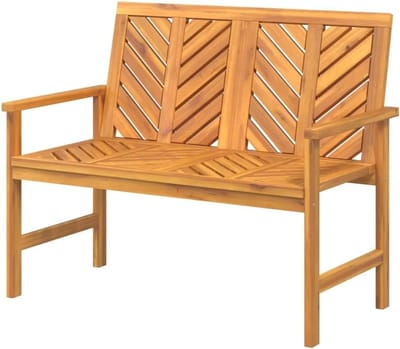 Houten Tuinbank - Hout Bankje - Ontspannen Buiten - Visgraat Design - 109 cm - Bruin