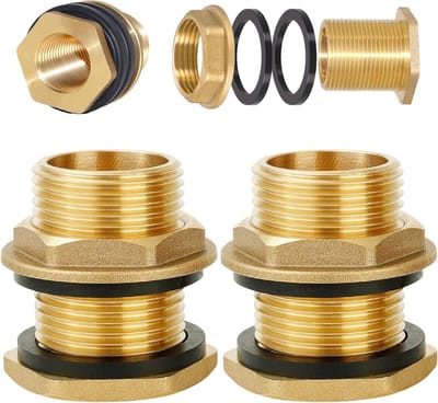 2 Stuks Regenwater Tank Connector, Messing Wateraansluiting voor Tuinslangen, Universele Verbinding voor Regenwatertanks, IG 1/2 x AG 3/4, Geschikt voor Kranen en Water vaten