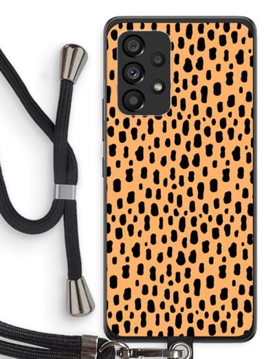 Case Company® - Hoesje met koord geschikt voor Samsung Galaxy A53 5G hoesje met Koord - Panter - Telefoonhoesje met Zwart Koord - Bescherming aan alle Kanten en Over de Schermrand