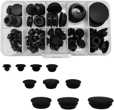 BRENZOOS- Gatpluggen 66 Stuks - Zwarte Siliconen - Gatafdichtingsdeksel - Rubber Stop - Waterdichte Afdichting - Diverse Maten 4,5-20 mm - Rubberen Stoppen