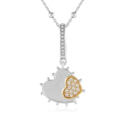 Cavill - Hartvormige Halsketting - 925 Sterling Zilver - Pavé Zirkonen 0,22 ct - Verstelbaar 45-50 cm - Elegant Sieraad Dames