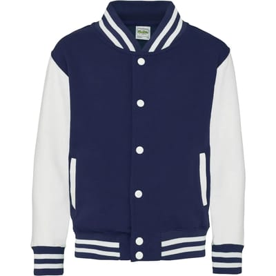 Just Hoods - Varsity Kinder Hoodie - Oxford Navy/White maat 9/11 (L)