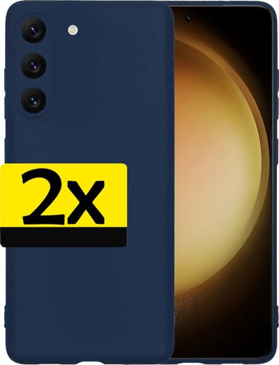 Hoesje - 2 Stuks - Geschikt voor Samsung Galaxy S23 - Sterk & Shockproof - Case Siliconen - Back Cover - Telefoon Hoes - Telefoonhoesjes - Donkerblauw