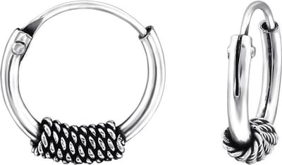 Amanto Oorbellen Frea A - 925 Zilver Geoxideerd - Bali - ∅12mm