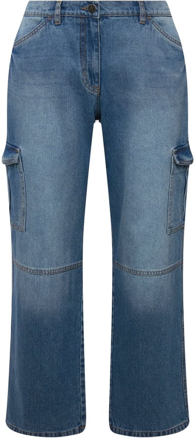 Angel of Style - Dames - Cargo-jeans straight fit gebleekt cargozakken - Gebleekt denim - Maat 44