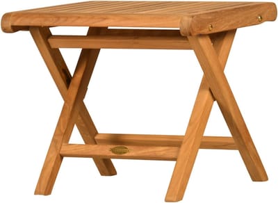 Teak voetenbank - Houten kruk - Buiten ontspannen - Verstelbaar in 3 standen - 50 x 42 cm - Natuurlijk