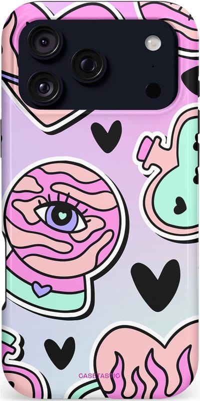 Casetastic hoesje geschikt voor Apple iPhone 17 Pro Max - MagSafe - Dubbellaagse bescherming - Pastel Popart - Fashion Case - Lila Lichtgrijs Donkergrijs Lichtroze