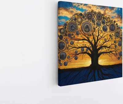 Saammp Canvas Schilderij - Spirutuele boom - Landschap - Natuur - 20x20 - Foto op canvas - Wanddecoratie - Muurdecoratie Woonkamer - Slaapkamer decoratie - Canvas Print