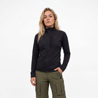 Poederbaas Outdoor Vest Dames - Waffle Jacket - Lichtgewicht & Ademend - Wandelvest & outdoor activiteiten - Zwart - Maat XS