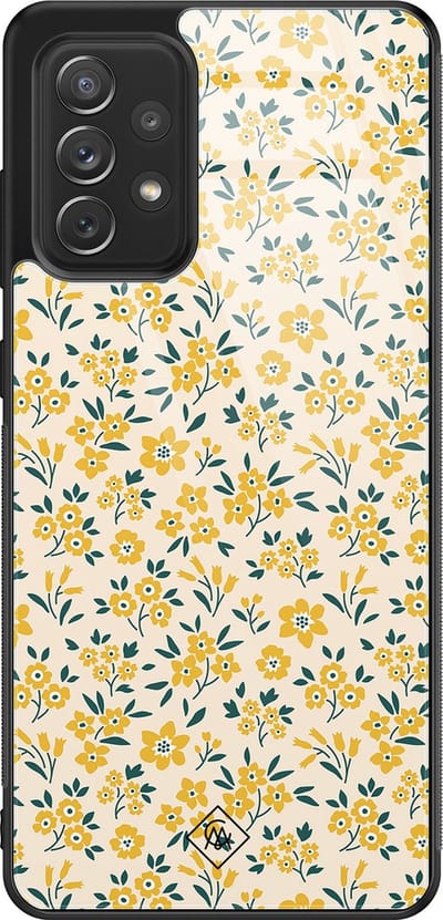 Casimoda® hoesje - Geschikt voor Samsung Galaxy A52 5G - Yellow Garden - Luxe Hard Case Zwart - Backcover telefoonhoesje - Geel