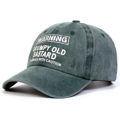 Unisex Waarschuwing Chagrijnige Oude Bastard Print Wasbare Baseballpetten Lente Herfst Buiten Verstelbaar Casual Petten Zonnebrandpet Pet legergroene kleur