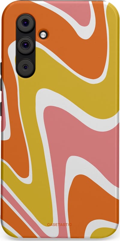Casetastic hoesje geschikt voor Samsung Galaxy A54 (2023) 5G - Dubbellaagse bescherming - Retro rave - Fashion Case - Goud Terracotta Koraal Wit