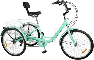 Driewieler voor volwassenen - Driewiel - Boodschappen doen - Met boodschappenmand - 24 inch - Turquoise